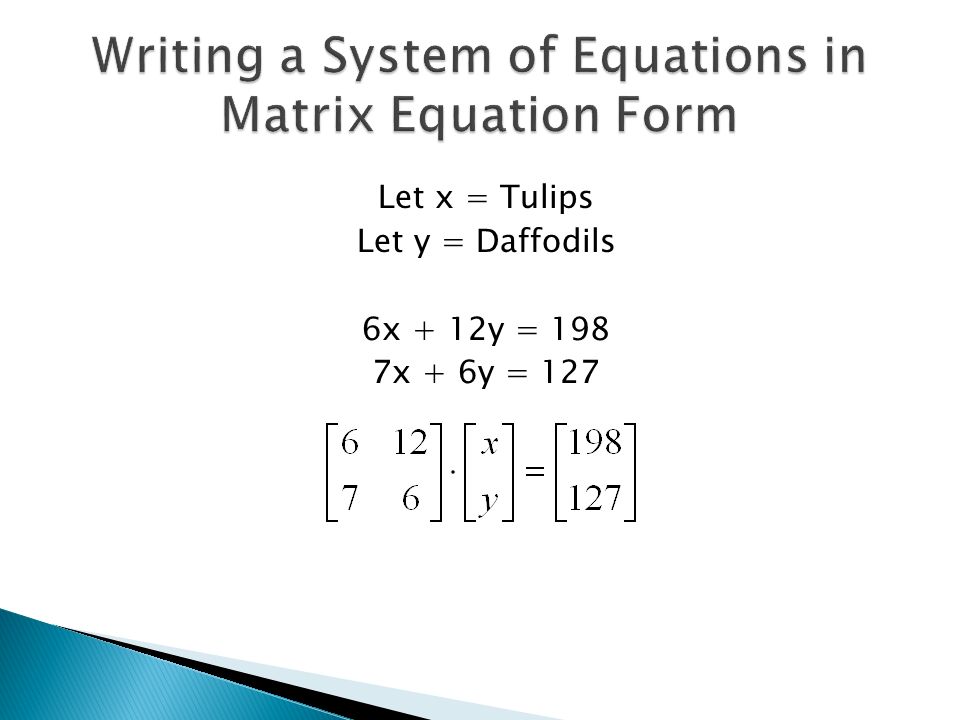 Representing linear systems with matrix equations